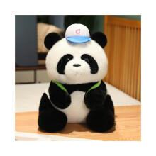 (Verde, 37 cm/14,56 pulgadas) Gorra de béisbol de dibujos animados Panda de peluche Mochila Muñeca Almohada Rosa
