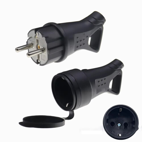 Tomada à prova d'água com plugue elétrico aterrado, conector europeu, plugue UE 2