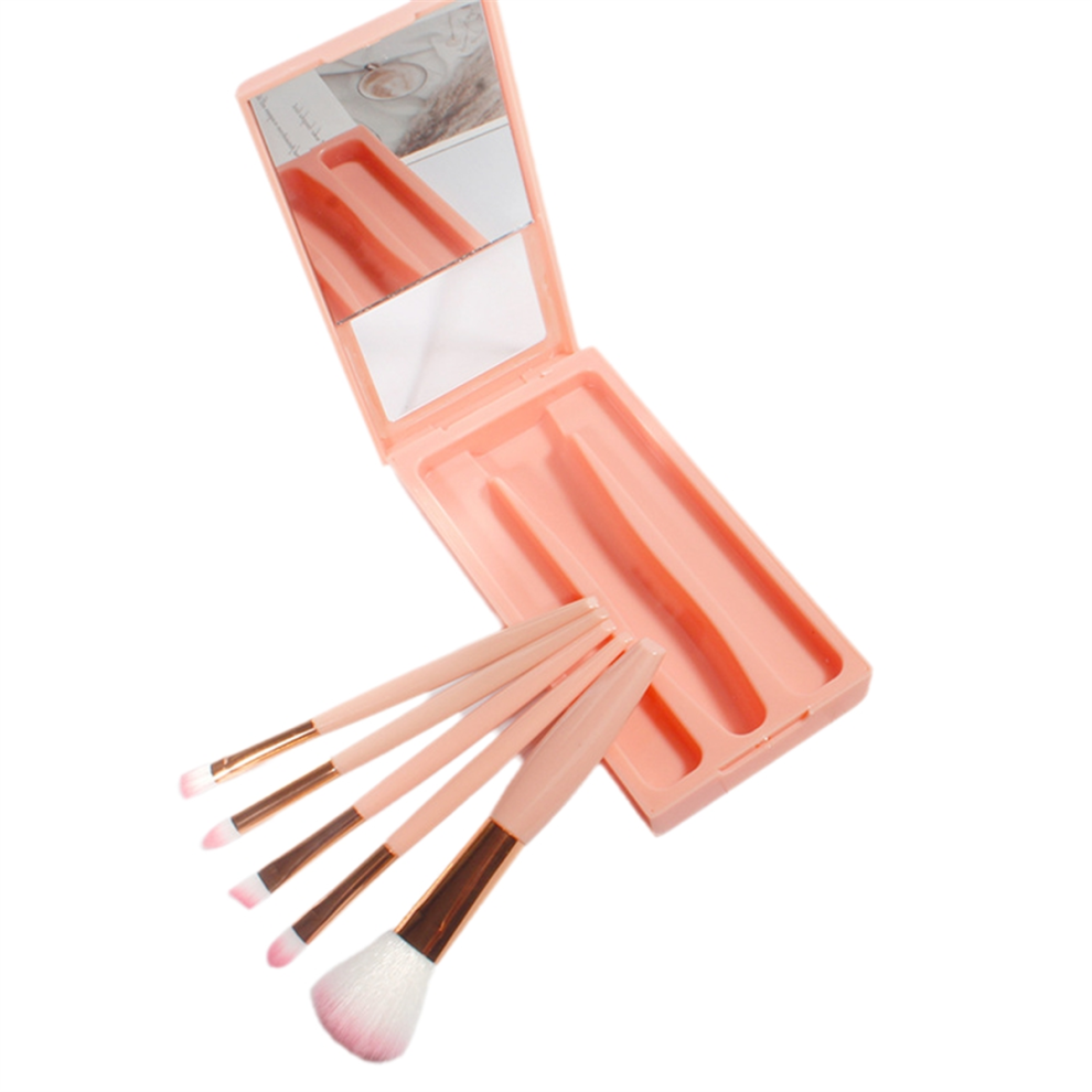 Ensemble de pinceaux de maquillage de voyage avec étui et miroir D