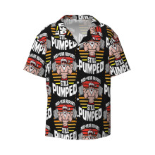 (Mid-Year Report Still Pumped Santa Beach Squat Gym Workout_4111) Men's Hawaiian Shirts Cuban Collar Vintage Bowling Short Sleeve Button Down Beach Shirt Casual Summer Vacation Wear Retro Tee