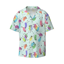 (Dancing Kidneys_6896) Men's Hawaiian Shirts Cuban Collar Vintage Bowling Short Sleeve Button Down Beach Shirt Casual Summer Vacation Wear Retro Tee