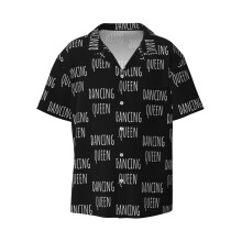 (Dancing Queen_5570) Men's Hawaiian Shirts Cuban Collar Vintage Bowling Short Sleeve Button Down Beach Shirt Casual Summer Vacation Wear Retro Tee