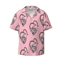 (Midwifery Abstract_10174) Men's Hawaiian Shirts Cuban Collar Vintage Bowling Short Sleeve Button Down Beach Shirt Casual Summer Vacation Wear Retro Tee