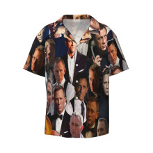 (Daniel Craig Photo Collage_9468) Men's Hawaiian Shirts Cuban Collar Vintage Bowling Short Sleeve Button Down Beach Shirt Casual Summer Vacation Wear Retro Tee