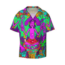 (Midnight Gospel Artwork_9975) Men's Hawaiian Shirts Cuban Collar Vintage Bowling Short Sleeve Button Down Beach Shirt Casual Summer Vacation Wear Retro Tee
