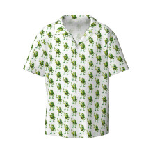 (Mike Wazowski_15410) Men's Hawaiian Shirts Cuban Collar Vintage Bowling Short Sleeve Button Down Beach Shirt Casual Summer Vacation Wear Retro Tee