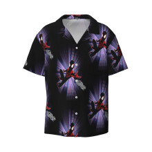 (Miles Morales Spider-Verse_3685) Men's Hawaiian Shirts Cuban Collar Vintage Bowling Short Sleeve Button Down Beach Shirt Casual Summer Vacation Wear Retro Tee