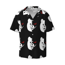 (Dangan Ronpa - Monokuma_2555) Men's Hawaiian Shirts Cuban Collar Vintage Bowling Short Sleeve Button Down Beach Shirt Casual Summer Vacation Wear Retro Tee