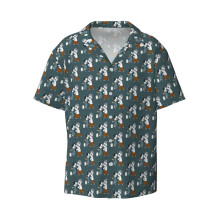 (Dancing John Catana_8068) Men's Hawaiian Shirts Cuban Collar Vintage Bowling Short Sleeve Button Down Beach Shirt Casual Summer Vacation Wear Retro Tee