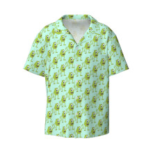 (Mike Wazowski Pattern _11665) Men's Hawaiian Shirts Cuban Collar Vintage Bowling Short Sleeve Button Down Beach Shirt Casual Summer Vacation Wear Retro Tee