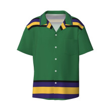 (Mighty Ducks Jersey Colours _9114) Men's Hawaiian Shirts Cuban Collar Vintage Bowling Short Sleeve Button Down Beach Shirt Casual Summer Vacation Wear Retro Tee