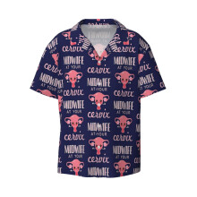 (Midwife At Your Cervix_12012) Men's Hawaiian Shirts Cuban Collar Vintage Bowling Short Sleeve Button Down Beach Shirt Casual Summer Vacation Wear Retro Tee