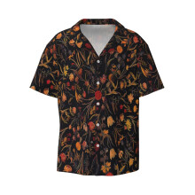 (Midnight Floral_8769) Men's Hawaiian Shirts Cuban Collar Vintage Bowling Short Sleeve Button Down Beach Shirt Casual Summer Vacation Wear Retro Tee