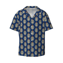 (MIDSOMER CONSTABULARY_12358) Men's Hawaiian Shirts Cuban Collar Vintage Bowling Short Sleeve Button Down Beach Shirt Casual Summer Vacation Wear Retro Tee