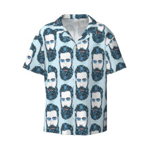 (Beard Power_10452) Men's Hawaiian Shirts Cuban Collar Vintage Bowling Short Sleeve Button Down Beach Shirt Casual Summer Vacation Wear Retro Tee