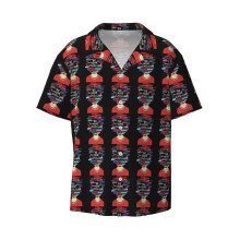 (Be More Chill- Official Recording_12277) Men's Hawaiian Shirts Cuban Collar Vintage Bowling Short Sleeve Button Down Beach Shirt Casual Summer Vacation Wear Retro Tee