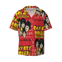 (Bay City Rollers - S-A-T-U-R-D-A-Y NIGHT !!_7566) Men's Hawaiian Shirts Cuban Collar Vintage Bowling Short Sleeve Button Down Beach Shirt Casual Summer Vacation Wear Retro Tee