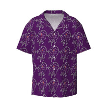 (Beauty And The Beast_6040) Men's Hawaiian Shirts Cuban Collar Vintage Bowling Short Sleeve Button Down Beach Shirt Casual Summer Vacation Wear Retro Tee