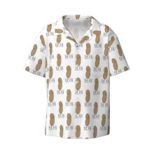 (Bean_11893) Men's Hawaiian Shirts Cuban Collar Vintage Bowling Short Sleeve Button Down Beach Shirt Casual Summer Vacation Wear Retro Tee