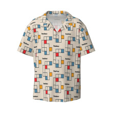 (Bauhaus #9_7288) Men's Hawaiian Shirts Cuban Collar Vintage Bowling Short Sleeve Button Down Beach Shirt Casual Summer Vacation Wear Retro Tee