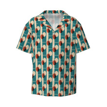 (Bauhaus #30_7381) Men's Hawaiian Shirts Cuban Collar Vintage Bowling Short Sleeve Button Down Beach Shirt Casual Summer Vacation Wear Retro Tee