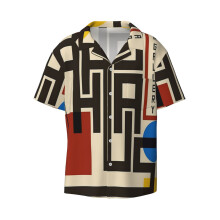 (Bauhaus Poster I_5891) Men's Hawaiian Shirts Cuban Collar Vintage Bowling Short Sleeve Button Down Beach Shirt Casual Summer Vacation Wear Retro Tee