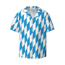 (Bavaria Flag_13477) Men's Hawaiian Shirts Cuban Collar Vintage Bowling Short Sleeve Button Down Beach Shirt Casual Summer Vacation Wear Retro Tee