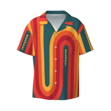 (Bauhaus #54_9534) Men's Hawaiian Shirts Cuban Collar Vintage Bowling Short Sleeve Button Down Beach Shirt Casual Summer Vacation Wear Retro Tee