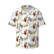 (Beauty_7442) Men's Hawaiian Shirts Cuban Collar Vintage Bowling Short Sleeve Button Down Beach Shirt Casual Summer Vacation Wear Retro Tee