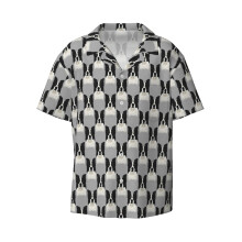 (Beautiful Black Border Collie_23046) Men's Hawaiian Shirts Cuban Collar Vintage Bowling Short Sleeve Button Down Beach Shirt Casual Summer Vacation Wear Retro Tee