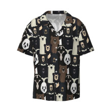 (Bears Of The World Pattern_11315) Men's Hawaiian Shirts Cuban Collar Vintage Bowling Short Sleeve Button Down Beach Shirt Casual Summer Vacation Wear Retro Tee