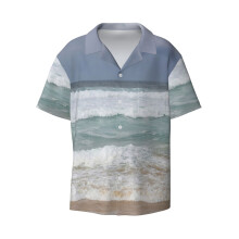(Beach_22854) Men's Hawaiian Shirts Cuban Collar Vintage Bowling Short Sleeve Button Down Beach Shirt Casual Summer Vacation Wear Retro Tee