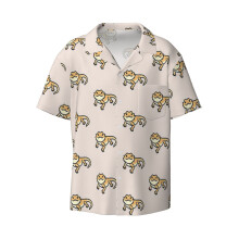 (Bearded Dragon_3751) Men's Hawaiian Shirts Cuban Collar Vintage Bowling Short Sleeve Button Down Beach Shirt Casual Summer Vacation Wear Retro Tee