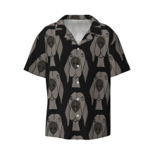 (Funny Weimaraner Dog Face Cartoon_13253) Men's Hawaiian Shirts Cuban Collar Vintage Bowling Short Sleeve Button Down Beach Shirt Casual Summer Vacation Wear Retro Tee
