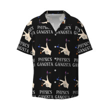 (Funny Physics Distressed Physics Gangsta Men Women Boy Girl Design_4379) Men's Hawaiian Shirts Cuban Collar Vintage Bowling Short Sleeve Button Down Beach Shirt Casual Summer Vacation Wear Retro Tee