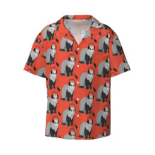 (Funny Musical Ferret_13284) Men's Hawaiian Shirts Cuban Collar Vintage Bowling Short Sleeve Button Down Beach Shirt Casual Summer Vacation Wear Retro Tee