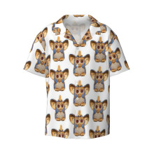 (FURBY (uncut Gems)_10060) Men's Hawaiian Shirts Cuban Collar Vintage Bowling Short Sleeve Button Down Beach Shirt Casual Summer Vacation Wear Retro Tee