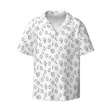 (Funny Teeth. Cute Tooth Art. Dentist Pattern Design._4953) Men's Hawaiian Shirts Cuban Collar Vintage Bowling Short Sleeve Button Down Beach Shirt Casual Summer Vacation Wear Retro Tee