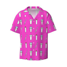 (Funny Ultrasound Gifts Sonosquad Pink By SonoGiggles_12226) Men's Hawaiian Shirts Cuban Collar Vintage Bowling Short Sleeve Button Down Beach Shirt Casual Summer Vacation Wear Retro Tee