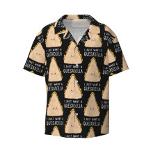 (Funny Mexican Food Lover I Just Want A Quesadilla Design_13999) Men's Hawaiian Shirts Cuban Collar Vintage Bowling Short Sleeve Button Down Beach Shirt Casual Summer Vacation Wear Retro Tee