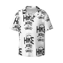 (Funny Novelty Hiking T Shirt Hike More Worry Less Mountain_12552) Men's Hawaiian Shirts Cuban Collar Vintage Bowling Short Sleeve Button Down Beach Shirt Casual Summer Vacation Wear Retro Tee
