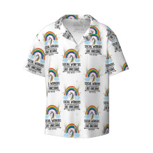 (Funny Social Worker Unicorn- Social Workers Are Magical Like Unicorns Gift Idea_6340) Men's Hawaiian Shirts Cuban Collar Vintage Bowling Short Sleeve Button Down Beach Shirt Casual Summer Vacation Wear Retro Tee