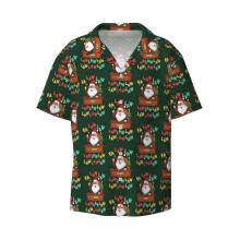 (Funny Lawyer Christmas Santa Fa Law Law_4555) Men's Hawaiian Shirts Cuban Collar Vintage Bowling Short Sleeve Button Down Beach Shirt Casual Summer Vacation Wear Retro Tee
