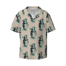 (Howl's Moving Castle _12191) Men's Hawaiian Shirts Cuban Collar Vintage Bowling Short Sleeve Button Down Beach Shirt Casual Summer Vacation Wear Retro Tee