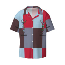 (Harlequins Rugby_5420) Men's Hawaiian Shirts Cuban Collar Vintage Bowling Short Sleeve Button Down Beach Shirt Casual Summer Vacation Wear Retro Tee