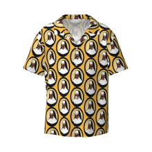 (Golden Sister_10267) Men's Hawaiian Shirts Cuban Collar Vintage Bowling Short Sleeve Button Down Beach Shirt Casual Summer Vacation Wear Retro Tee