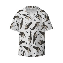 (Giant Anteaters And Ants All Over Pattern_11839) Men's Hawaiian Shirts Cuban Collar Vintage Bowling Short Sleeve Button Down Beach Shirt Casual Summer Vacation Wear Retro Tee