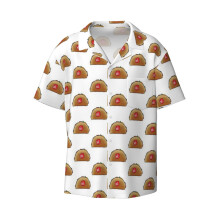 (Jack In The Box Tacos _6532) Men's Hawaiian Shirts Cuban Collar Vintage Bowling Short Sleeve Button Down Beach Shirt Casual Summer Vacation Wear Retro Tee