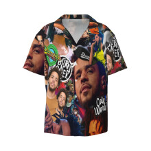 (J Cole Collage_6287) Men's Hawaiian Shirts Cuban Collar Vintage Bowling Short Sleeve Button Down Beach Shirt Casual Summer Vacation Wear Retro Tee