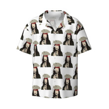 (Jack Sparrow _9993) Men's Hawaiian Shirts Cuban Collar Vintage Bowling Short Sleeve Button Down Beach Shirt Casual Summer Vacation Wear Retro Tee